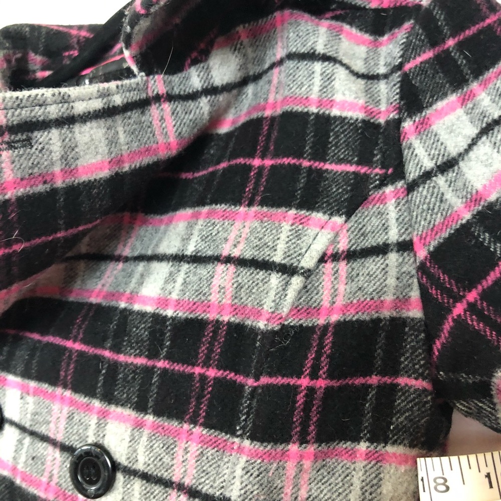Victoria's Secret Pink Plaid jacket Coat detachable fur hood - Picture 10 of 11